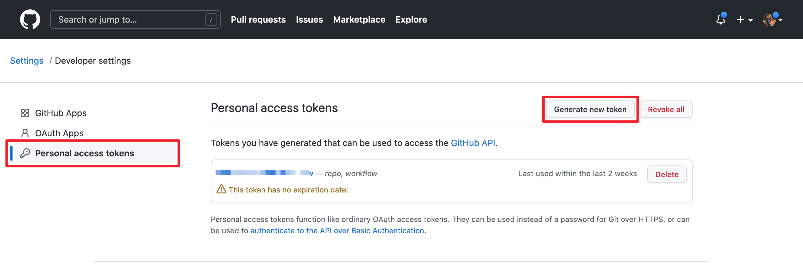 使用个人访问令牌认证 Git 推送