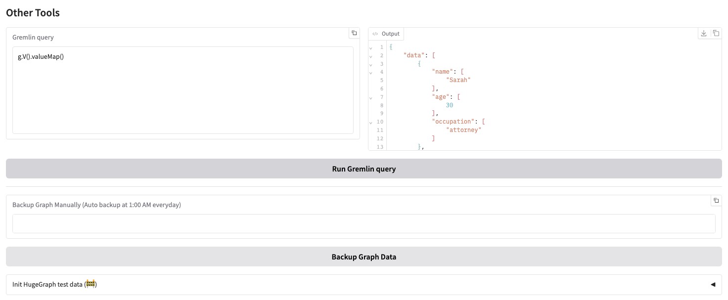 Handwritten Gremlin and its result in Graph Tools